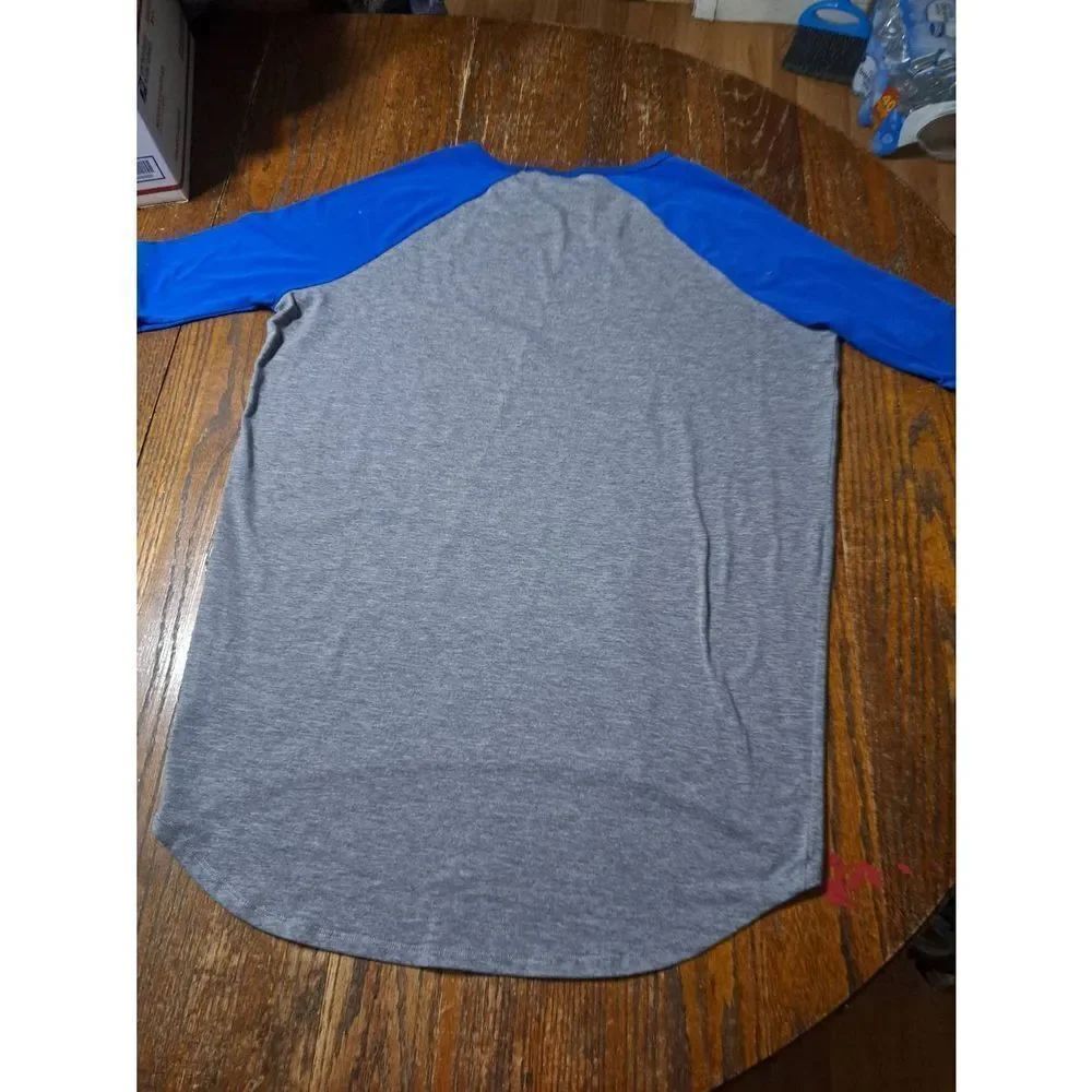 XXS LuLaRoe Grey Blue Round Neck Pullover Shirt Top High Low Hem 1/2 Sleeve - Picture 4 of 4